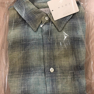 모마디자인 체크셔츠 Japanese linen check shirt - navysky lemon 46사이즈 판매