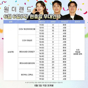 원더랜드 무대인사 6/6 왕십리CGV C열 중블 연석 양도