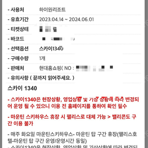 하이원 1340 곤돌라 1장당 5000원 2매 있어요