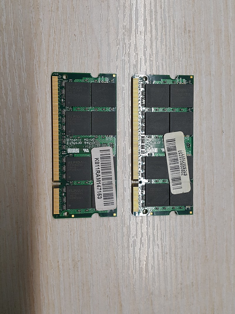 노트북용 램, 트랜샌드 메모리(Transcend DDR2 800 SO-DIMM) 정품 2G, 2개