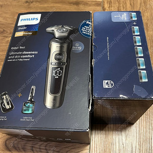 필립스 전기면도기 SkinIQ S9000 프레스티지SP9883/36 풀박스 신품급 1회사용 팝니다.(전용세척액 5개 포함)