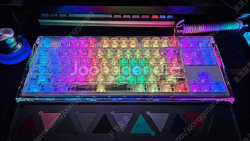 커스텀 키보드 EO87 2R WK 투명 화이트 팝니다--0