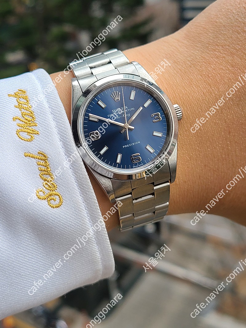 [정품] 롤렉스 오이스터 퍼페추얼 에어킹 청판 블루 369 다이얼 (Rolex Oyster Perpetual Air King Blue 369 Arabic Dial)