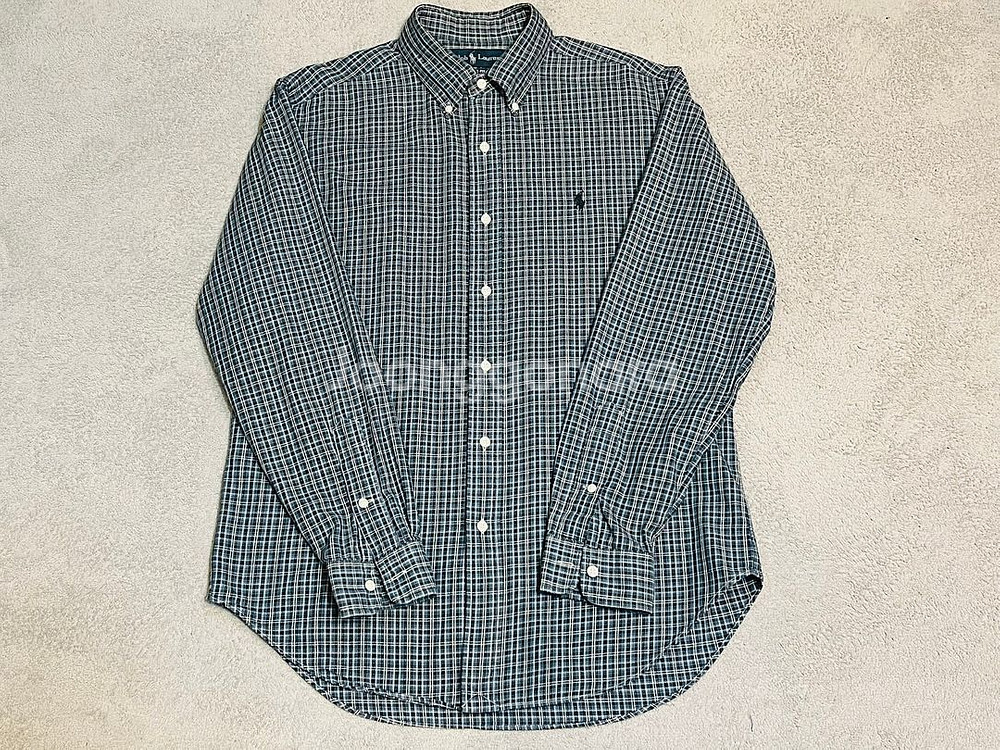 커스텀핏 M 폴로 랄프로렌 블루 체크셔츠--1