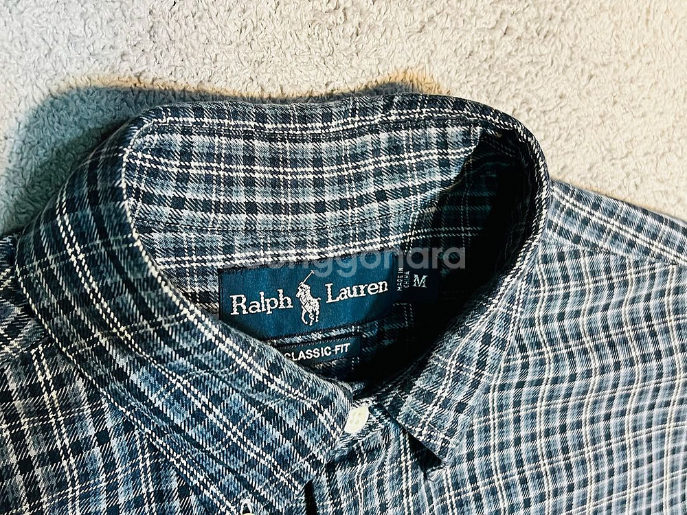 커스텀핏 M 폴로 랄프로렌 블루 체크셔츠--2