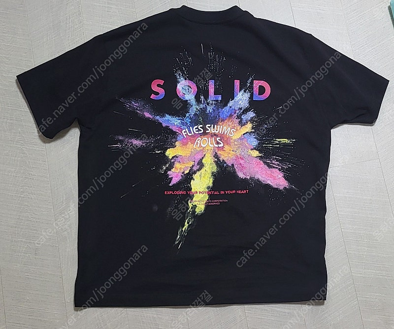 ss24 솔리드옴므 46사이즈 블랙 포텐셜 익스플로젼 그래픽 티셔츠 신제품