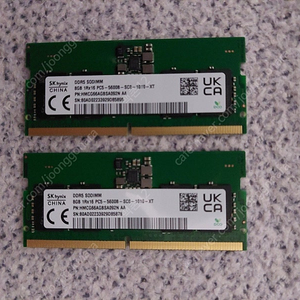 하이닉스 노트북 램 DDR5 5600mhz 8GBx2개 (MSI 노트북 적출) 판매합니다