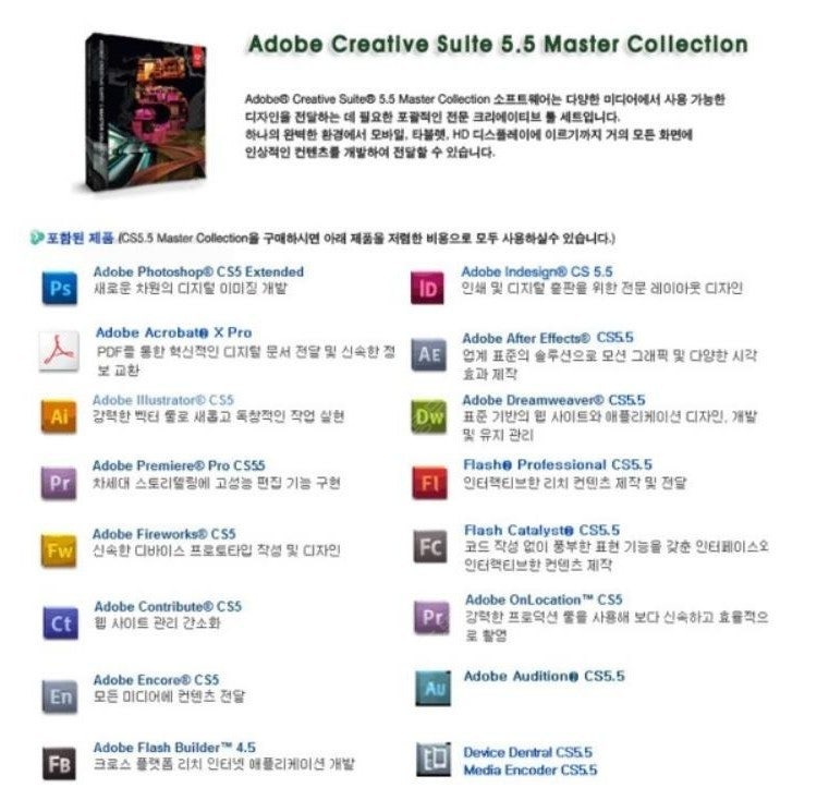 ADOBE CS5.5 어도비 마스터 콜렉션 기업 상업용 윈도우+맥 110만원 (팔리면글내립니다)