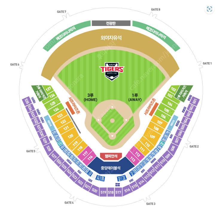 6월 6일 기아타이거즈 vs 롯데자이언츠 3루 k5석 4연석