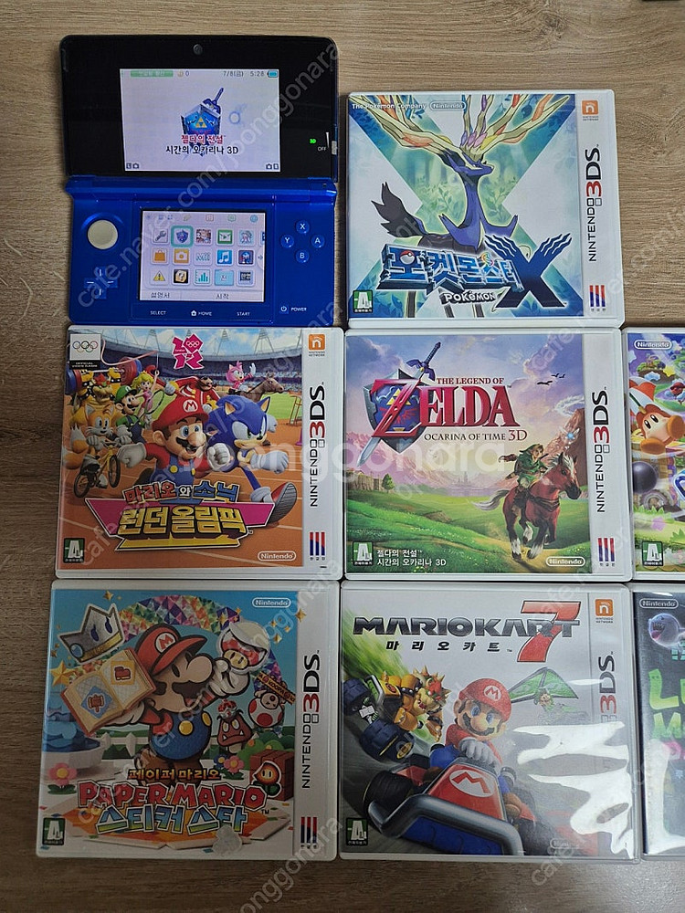 닌텐도 3DS 정발 블루,게임팩 9개 일괄--6