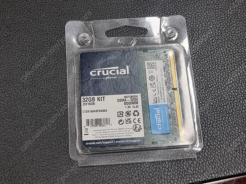크루셜 노트북램 DDR4 3200 16GB × 2EA 총 32GB