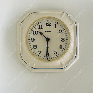 독일 융한스 크림 화이트 핸드페인팅 빈티지시계 미드센츄리모던 포세린 시계