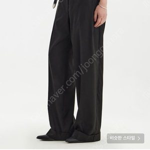 유스 Leather trim wide pants s/레더 트림 와이드팬츠