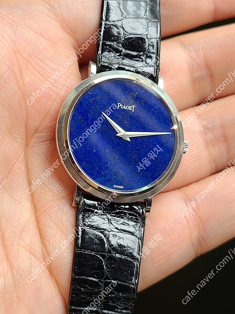 [정품] 피아제 알티플라노 라피스 청금석 다이얼 18K 화이트골드 금통 소장품 (Piaget Classic Lapis Lazuli Stone Dial 18K White Gold V