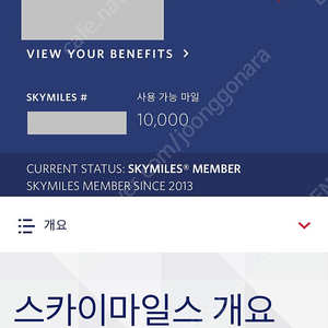 델타항공 10,000 마일리지 판매합니다.