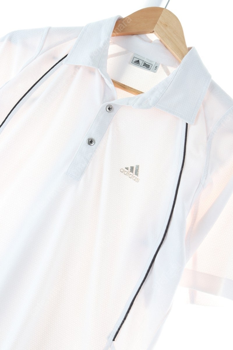 (L) 아디다스 반팔 카라 티셔츠 흰색 기능성 골프