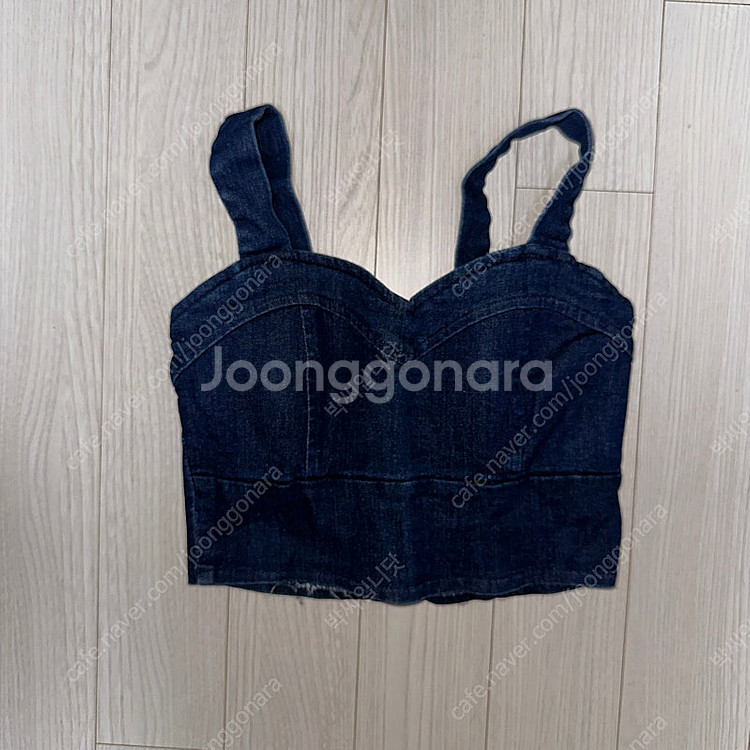 데님 뷔스티에 내장 브라패드--0