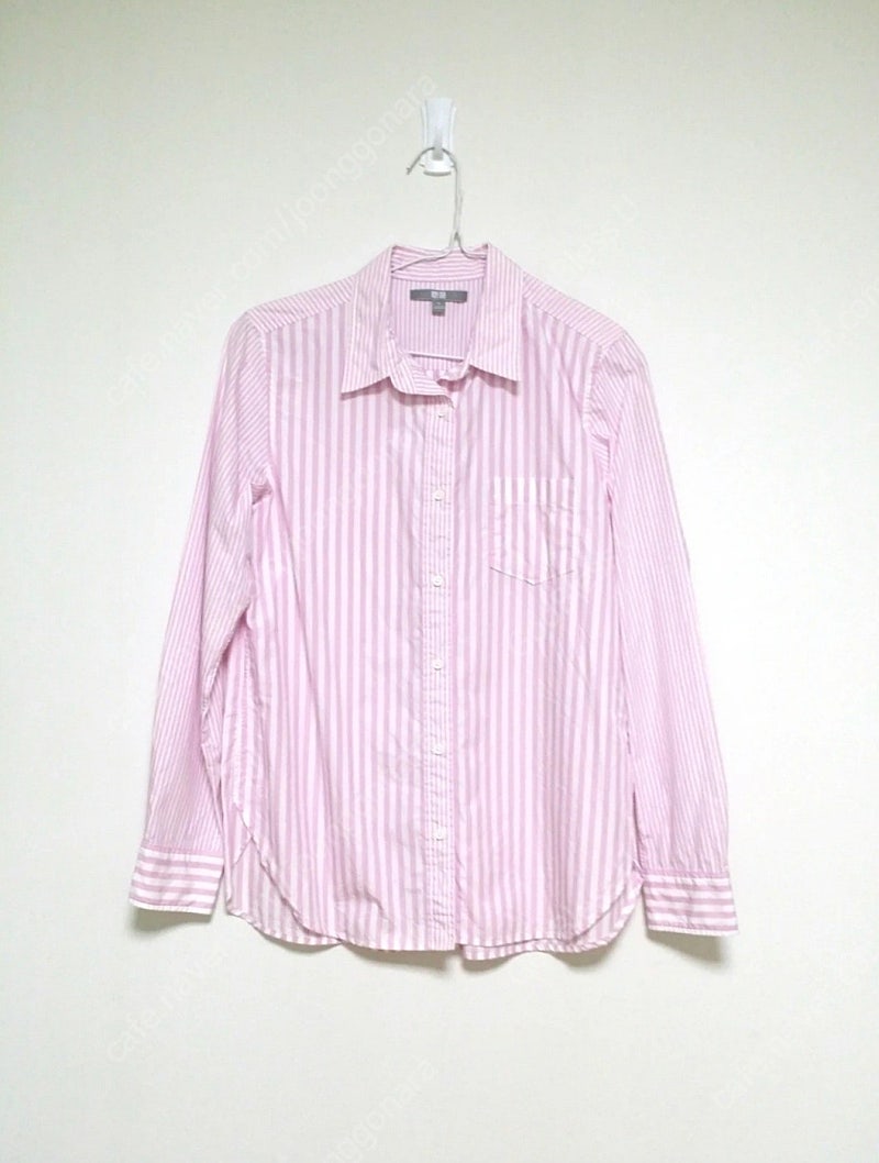 (새제품) 유니클로 여성 핑크 스트라이프 셔츠 (M)