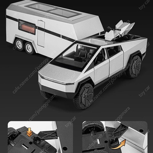 1:32사이즈 테슬라 사이버트럭+캠핑 트레일러+사이버쿼드 3종 업그레이드 버젼 미사용 새상품