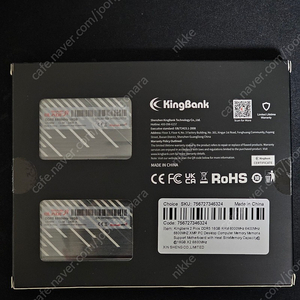 킹뱅크 6800MHz CL34 DDR5 32GB 램 팝니다. (RGB아님 , A다이,블랙) 택포 10.5만