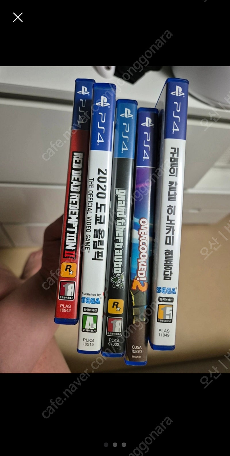 PS4 슬림 408 듀얼쇼크2개 게임5개 일괄(레드데드리뎀션2,2020도쿄올림픽,GTA5,오버쿡2,귀멸의칼날)