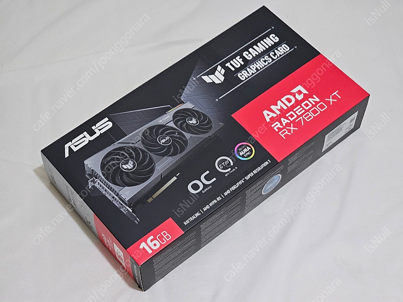 ASUS TUF Gaming 라데온 RX 7800 XT O16G OC D6 16GB 미개봉 택포 720,000원