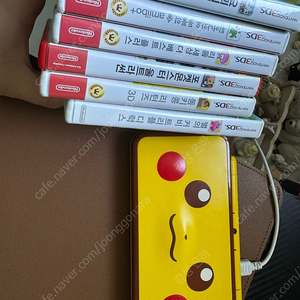 20만) 2DS XL 피카츄 한정판 + 울트라썬, 동물의 숲,리듬세상 등 6개