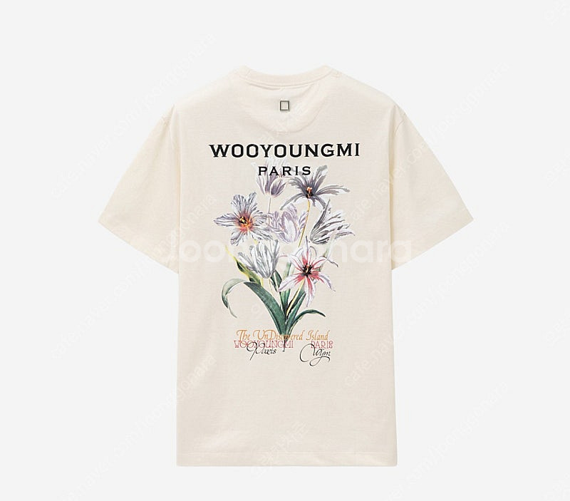 우영미 플라워 백로고 티셔츠 아이보리 - 24SS--0