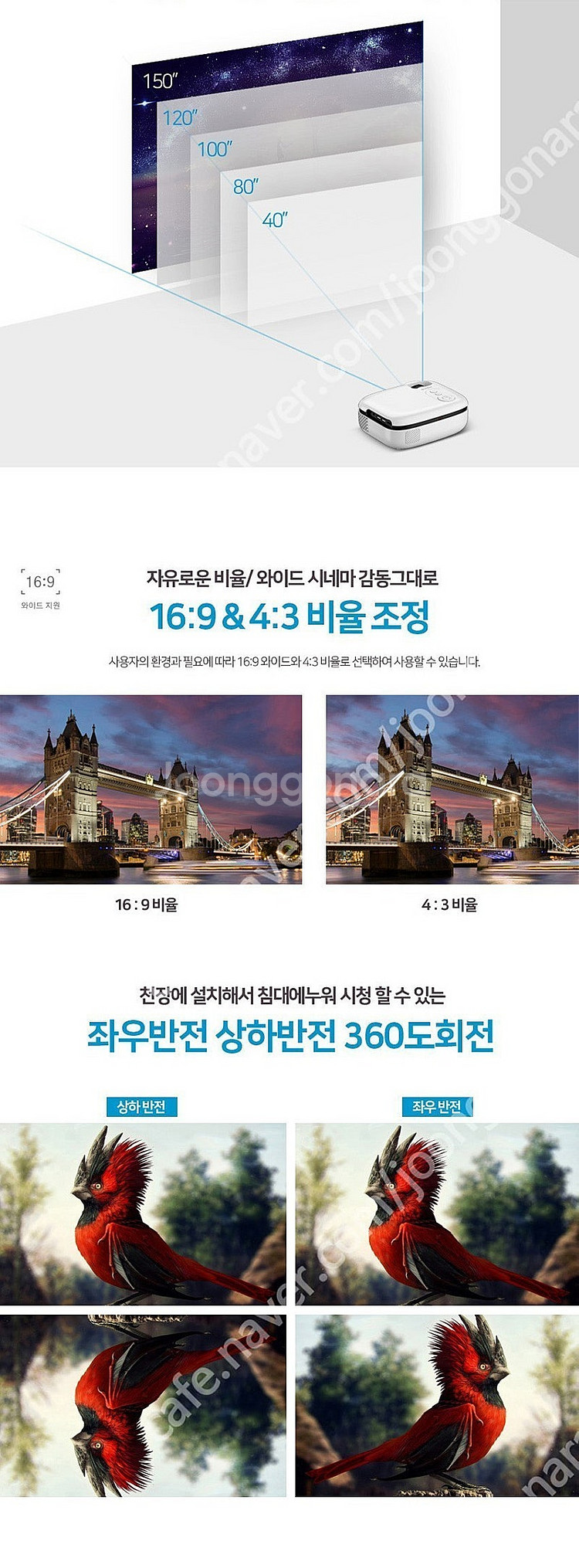 트리아이나 HD 무선 미니 빔 프로젝터 LP852--8