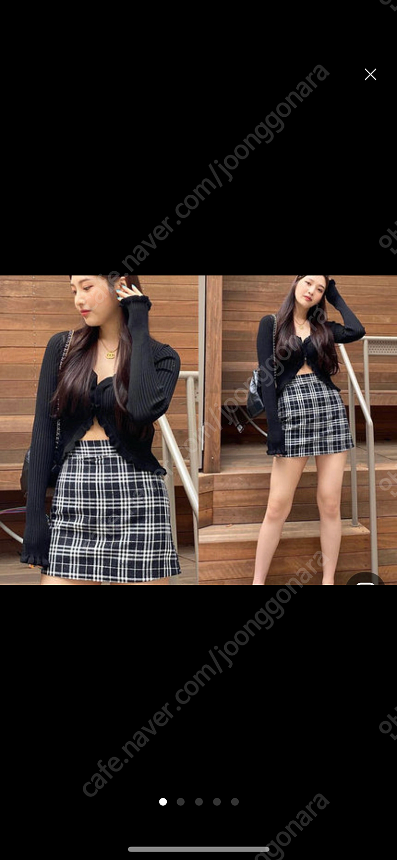 큐리티 C GLITTER CHECK MINI SKIRT_BLACK