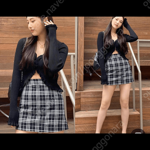 큐리티 C GLITTER CHECK MINI SKIRT_BLACK