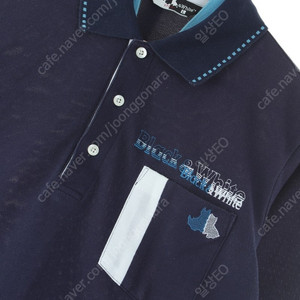(L) 블랙앤화이트 반팔 카라 티셔츠 네이비 한정판 골프