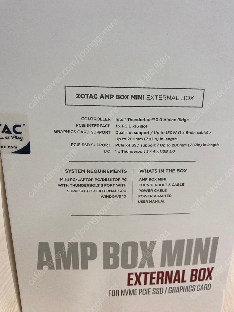 ZOTAC AMP BOX Mini 230W 외장그래픽박스 egpu 외장그래픽독 판매합니다.