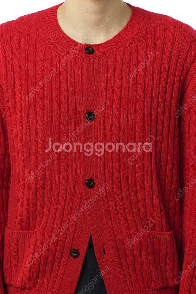 이얼즈어고 꽈배기 레드 가디건 M--2