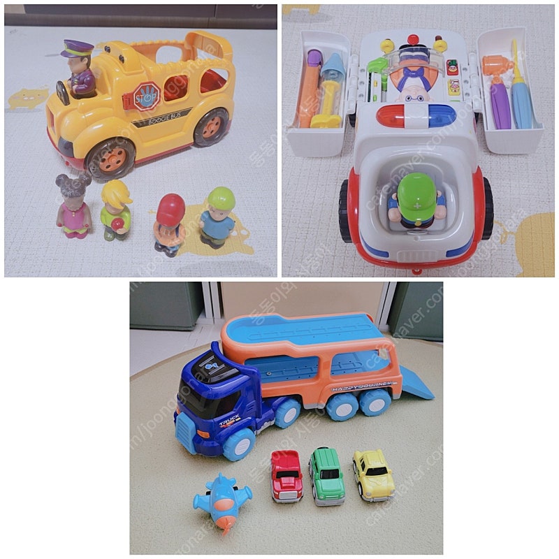 릴라코 자동차캐리어 장난감, 브랜드B 스쿨버스, 구급차장난감 일괄