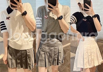 톰브라운 강아지 여성 폴로 반팔 니트 3칼라--1