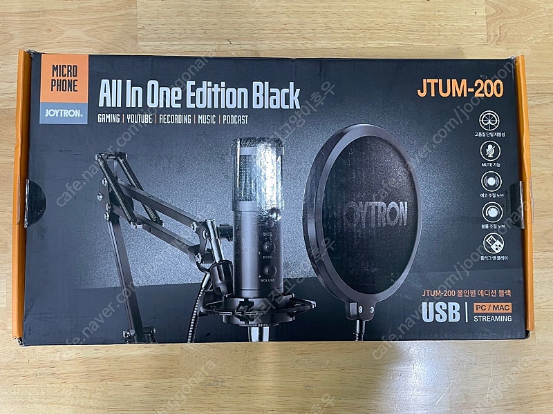 조이트론 JTUM-200 올인원에디션 블랙 콘덴서마이크 판매합니다.(ASMR 유튜브 방송용 마이크 디스코드 원격수업)