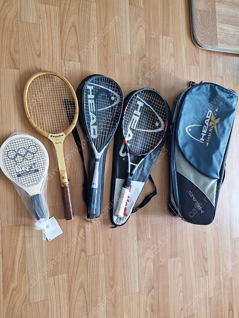 HEAD intelligence 테니스 가방 + HEAD 테니스, 스쿼시 라켓 5개