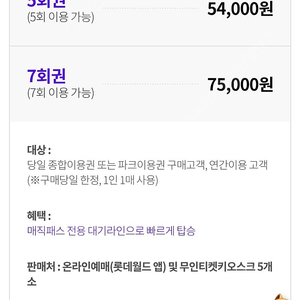 롯데월드 매직패스 6월7일 금요일 구매해요