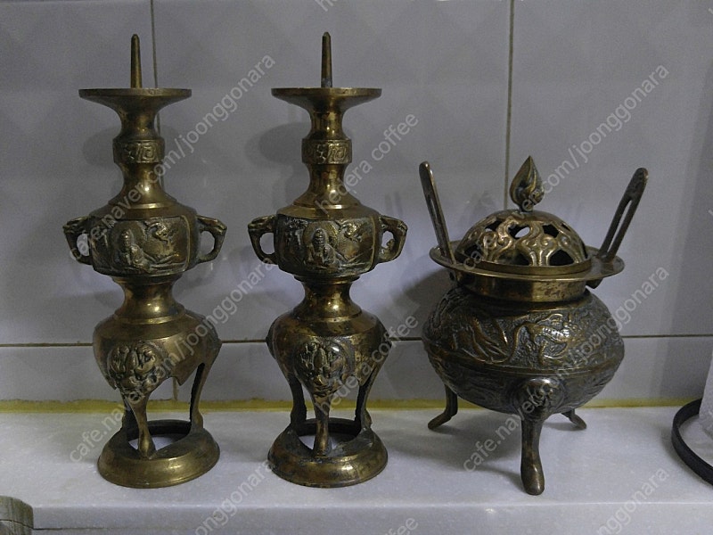 황동 제기 향로 촛대 잔 잔대 주전자 놋그릇 유기 (오래된 옛 물품) 택포 17.5만원