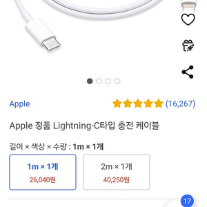Apple 정품 Lightning-C타입 충전 케이블