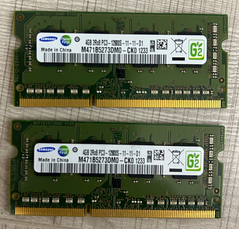 삼성 DDR3 4GB PC3 12800S 노트북용 메모리 4G 2개