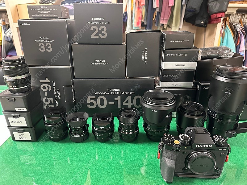 후지 X-T5 외 렌즈들 18mm, 23mm, 35mm, 33mm, 16-55, 50-140, 보익 VM-FX 어댑터, M-어댑터