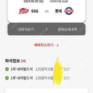 롯데 vs SSG 1루 내야 필드석 6월 9일 1차 더블헤더 2시경기