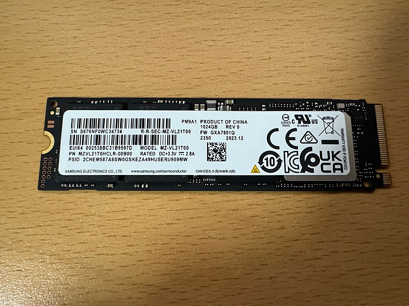 삼성전자 PM9A1 M.2 NVMe SSD 1TB