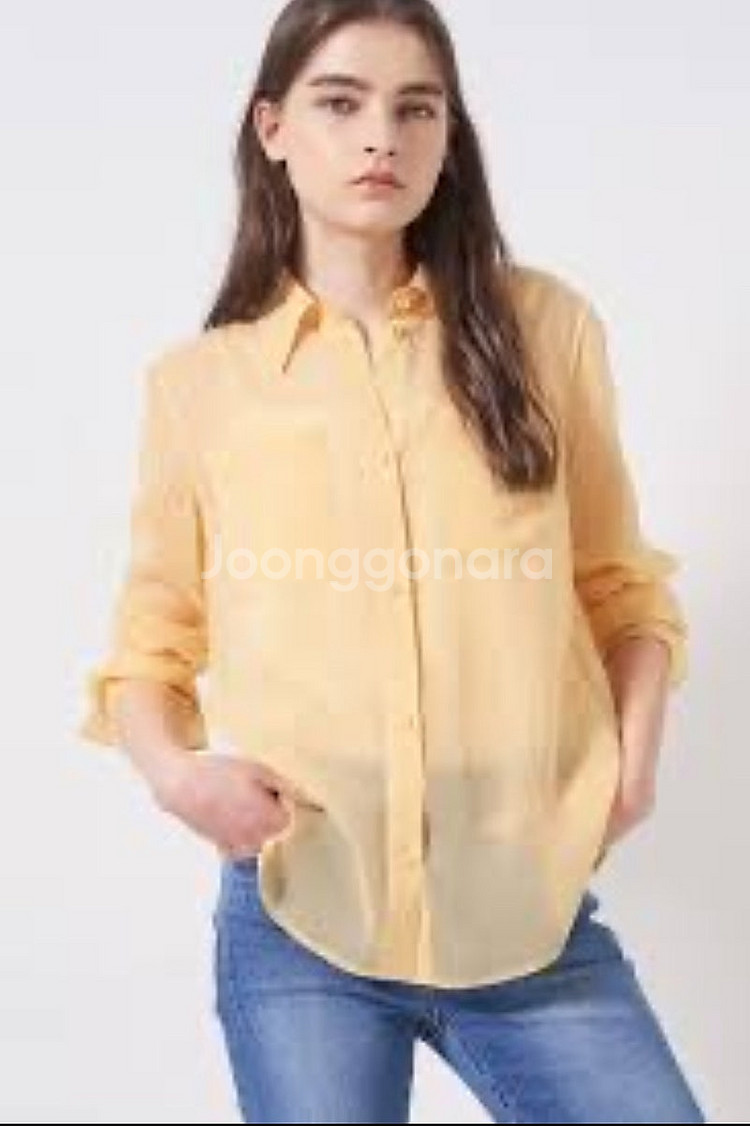 한섬 오브제 시스루 칼라 셔츠 82--1