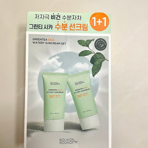 라운드어라운드 그린티 시카 수분 선크림 썬크림 50ml 2개 (SPF50+)