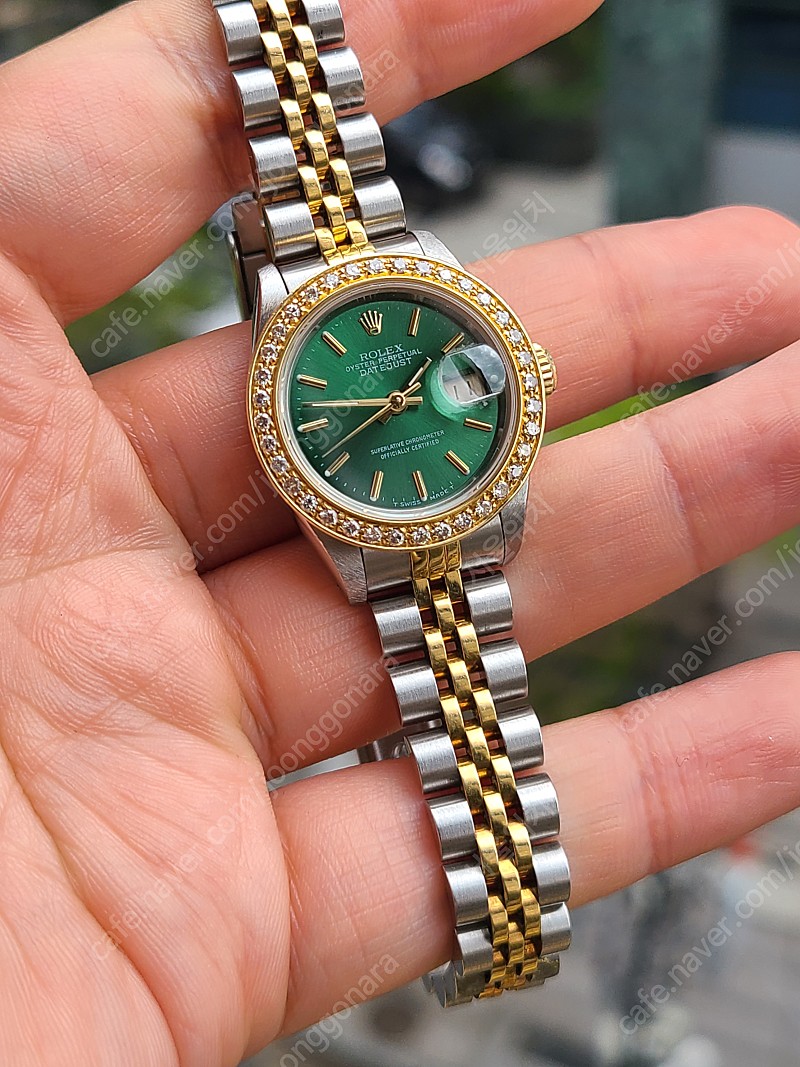 [정품] 롤렉스 여성용 데이저스트 그린 다이아몬드 베젤 18K 콤비 (Rolex Datejust Green Diamonnd Bezel 18K Two-Tone)