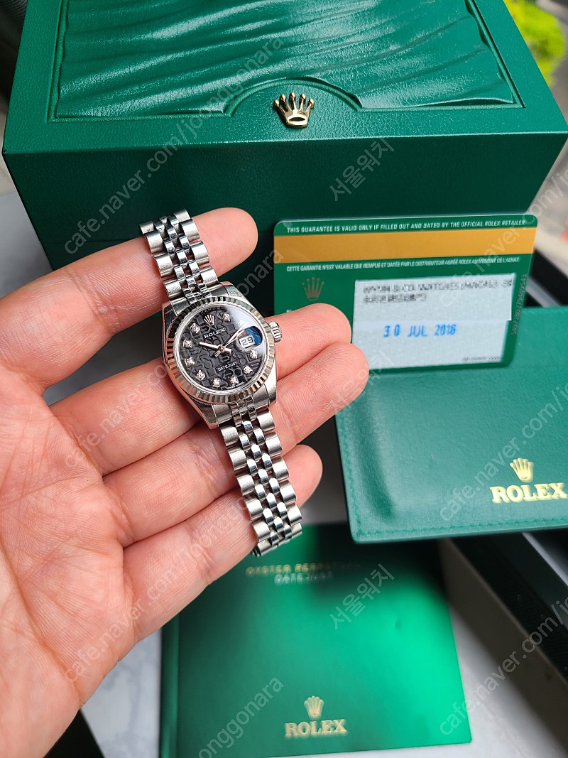 [정품] 롤렉스 여성용 데이저스트 블랙 검정 10P 다이아몬드 히든버클 (Rolex Datejust Black 10P Diamond Jubilee Women's)