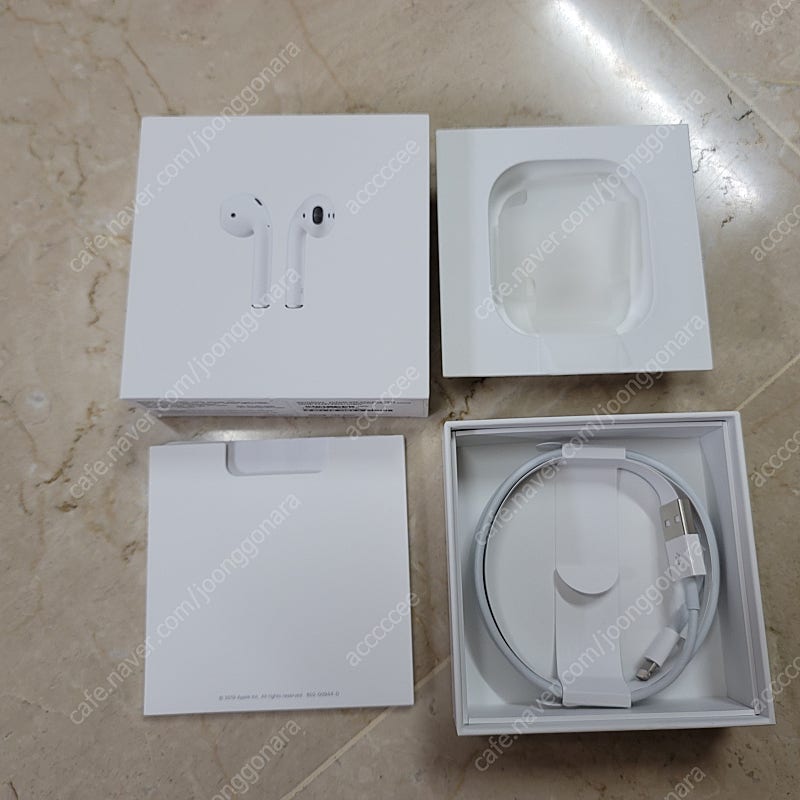 애플 정품 에어팟 2세대 유선 박스+라이트닝 케이블+철가루 방지스티커 5개